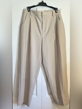 Zara Wide-Leg Trousers in Light Beige